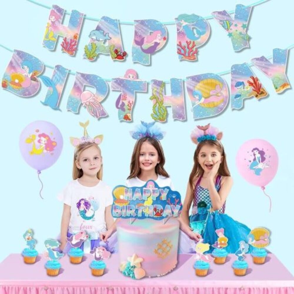 Mermaid Birthday Party Set – 10 Guests | Undersea Celebration Kit